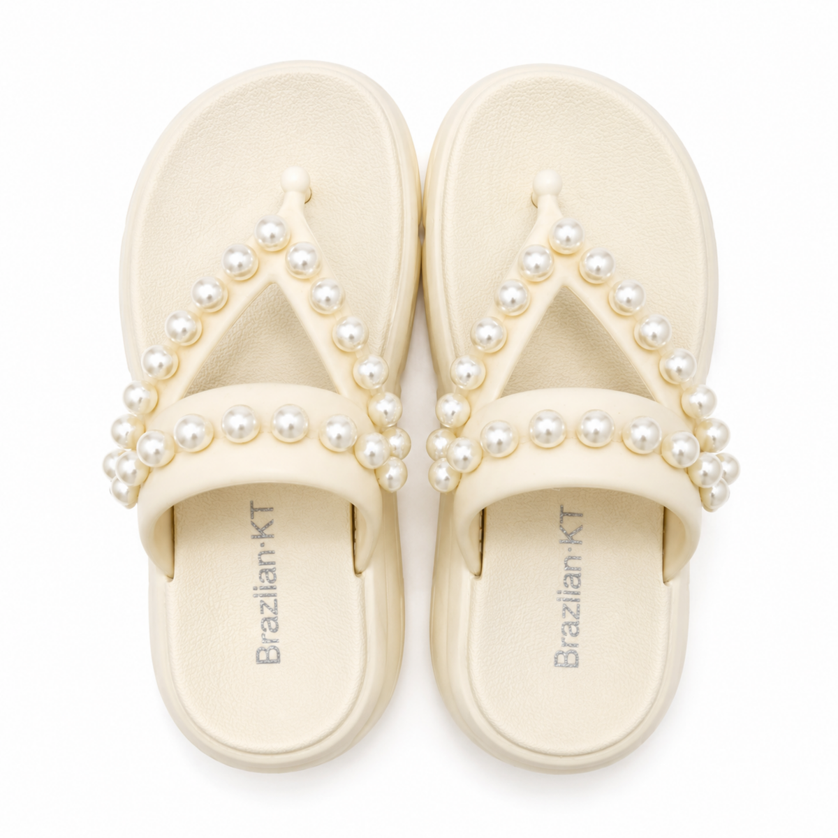 Pearl Embellished Cushion Slides for Girls