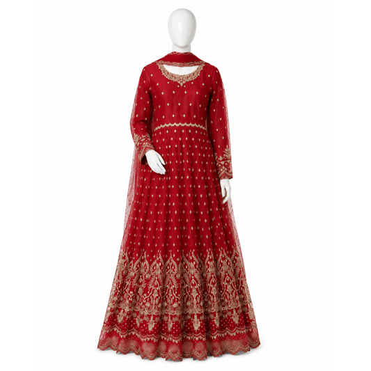 Women Embroidered Festive Chiffon Maxi Dress - 3 Piece