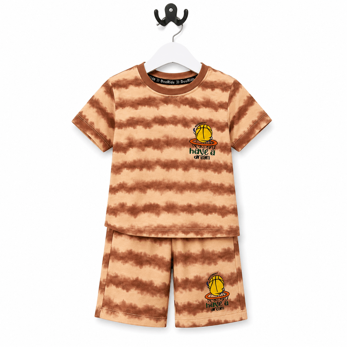 Boys Brown Tie Dye T Shirt and Shorts Set