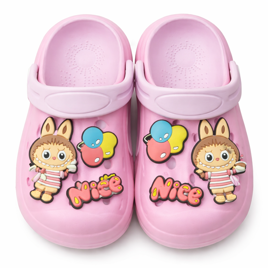 Kids Nice Balloon Print Waterproof crocs - Soft Pink