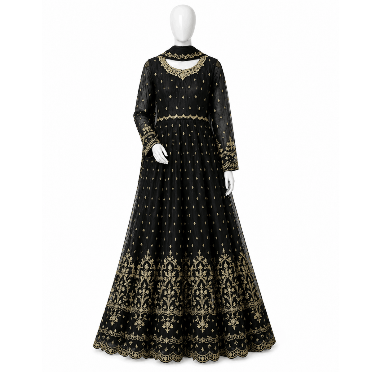 Women Embroidered Festive Chiffon Maxi Dress - 3 Piece