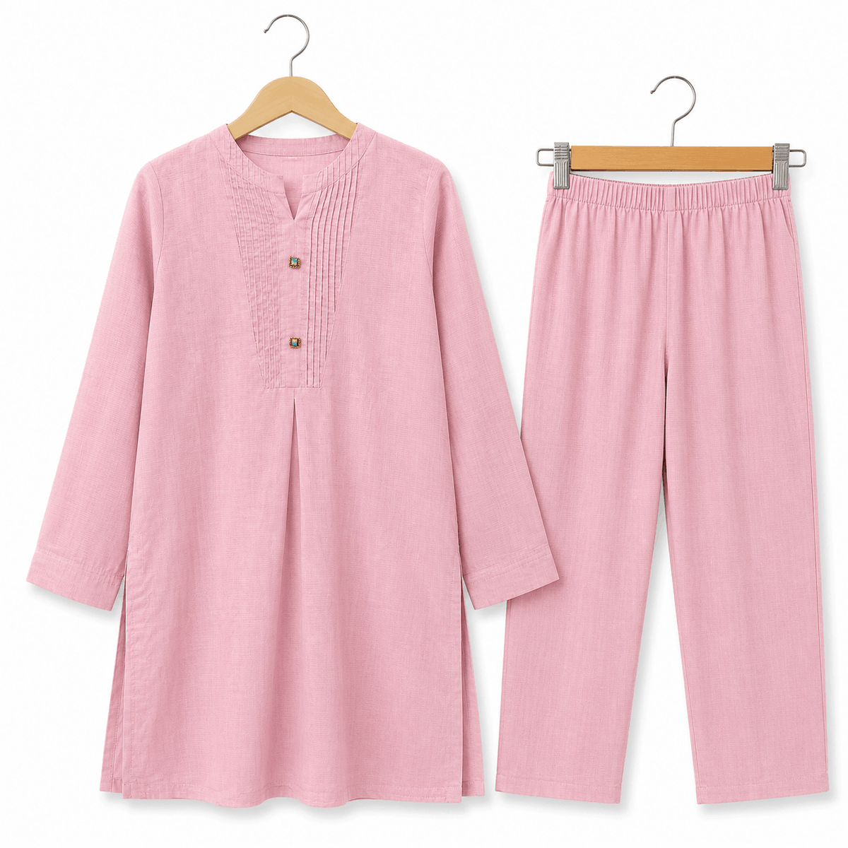Blush Pink 2 Piece Solid Lawn Co-Ord Set