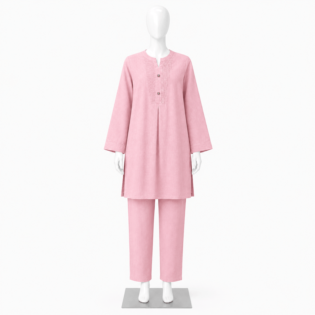Blush Pink 2 Piece Solid Lawn Co-Ord Set