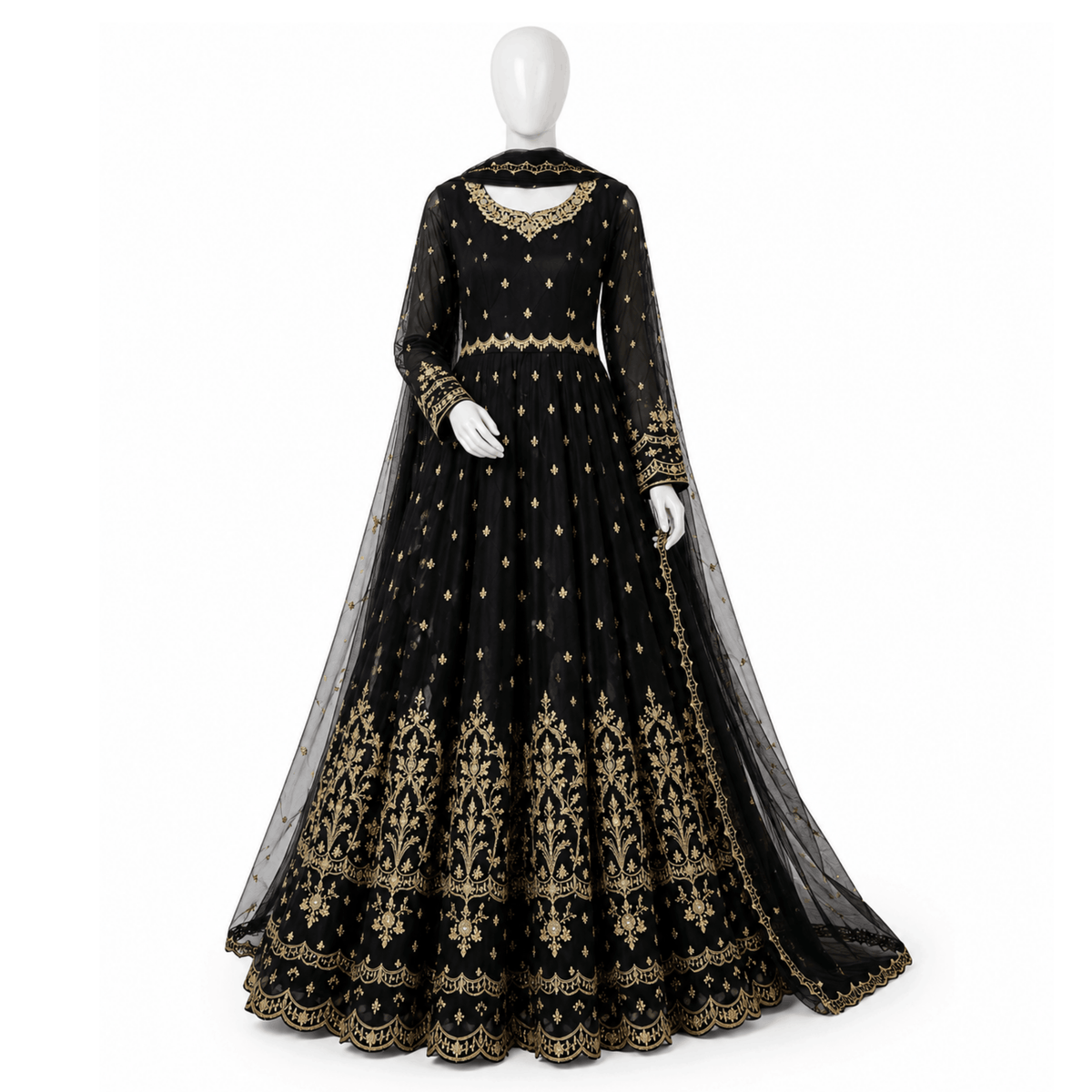 Women Embroidered Festive Chiffon Maxi Dress - 3 Piece