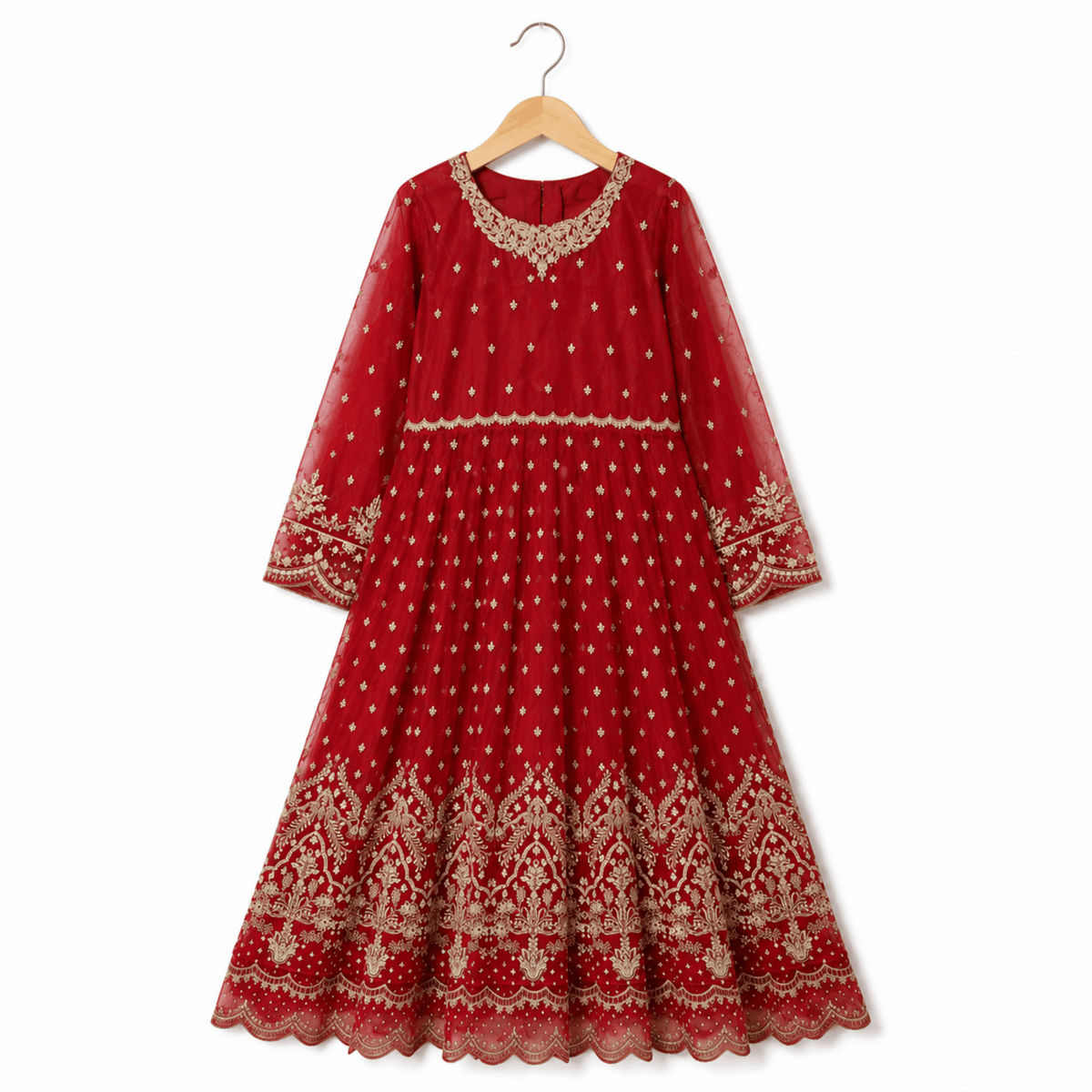 Women Embroidered Festive Chiffon Maxi Dress - 3 Piece