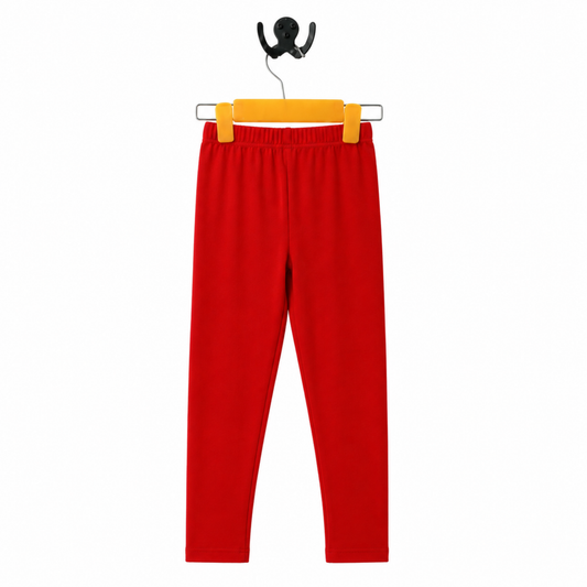 Girls Premium Cotton Stretch Tights - Vibrant Solid Red Everyday Leggings