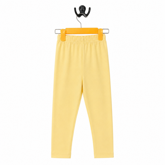 Premium Cotton Stretch Tights - Refreshing Solid Lemon Yellow Everyday