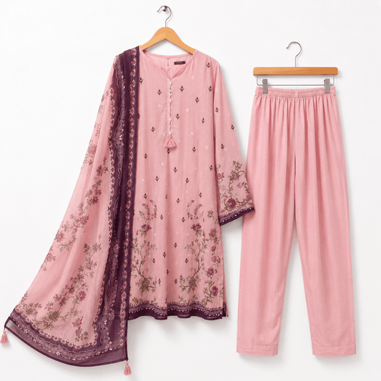 Tea Pink Printed 3 Piece Lawn Suit