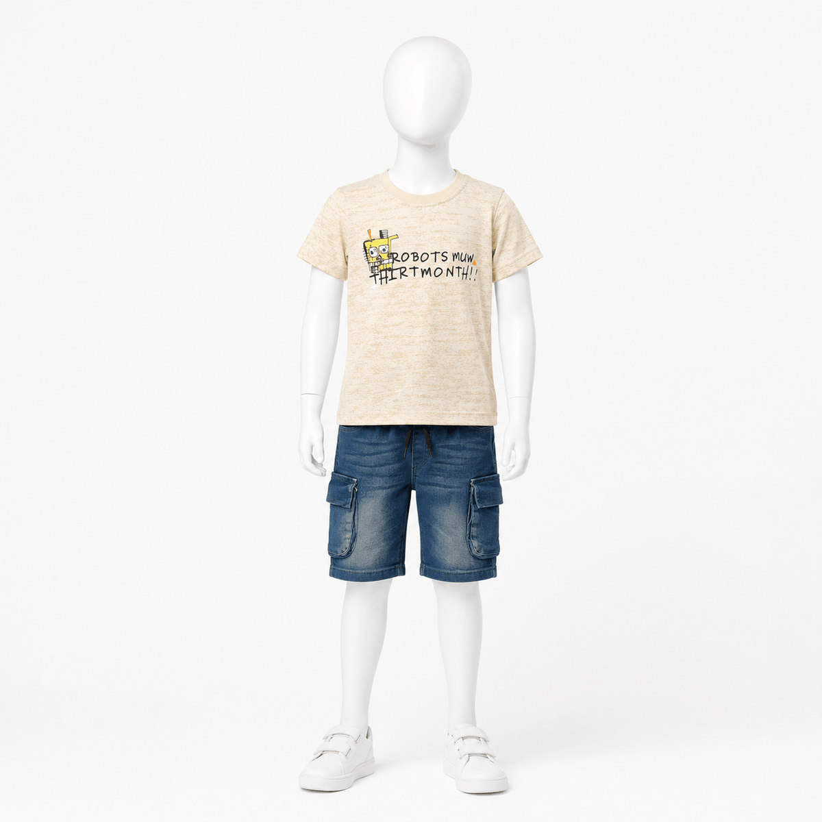 Boys Graphic T Shirt and Denim Cargo Shorts Set