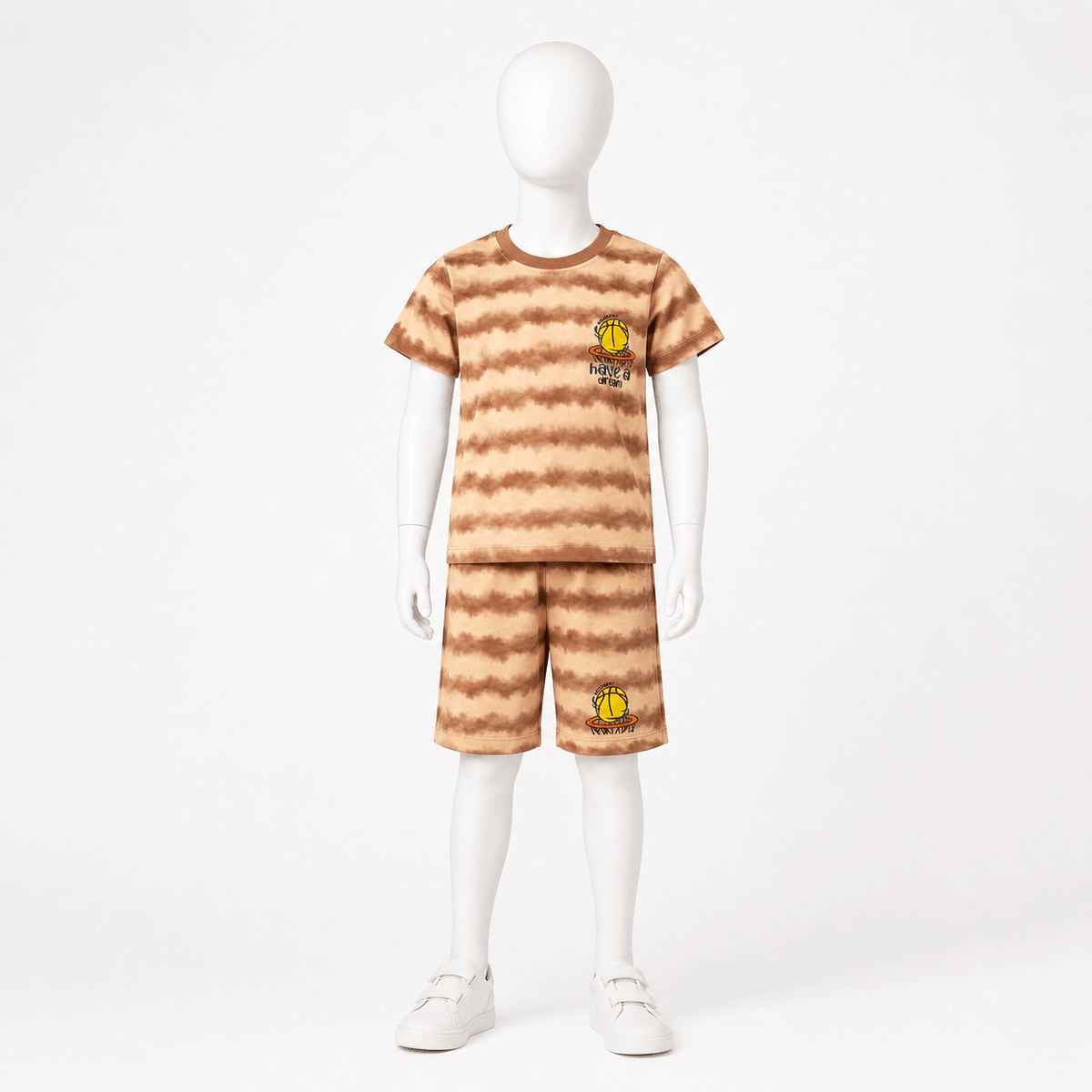 Boys Brown Tie Dye T Shirt and Shorts Set