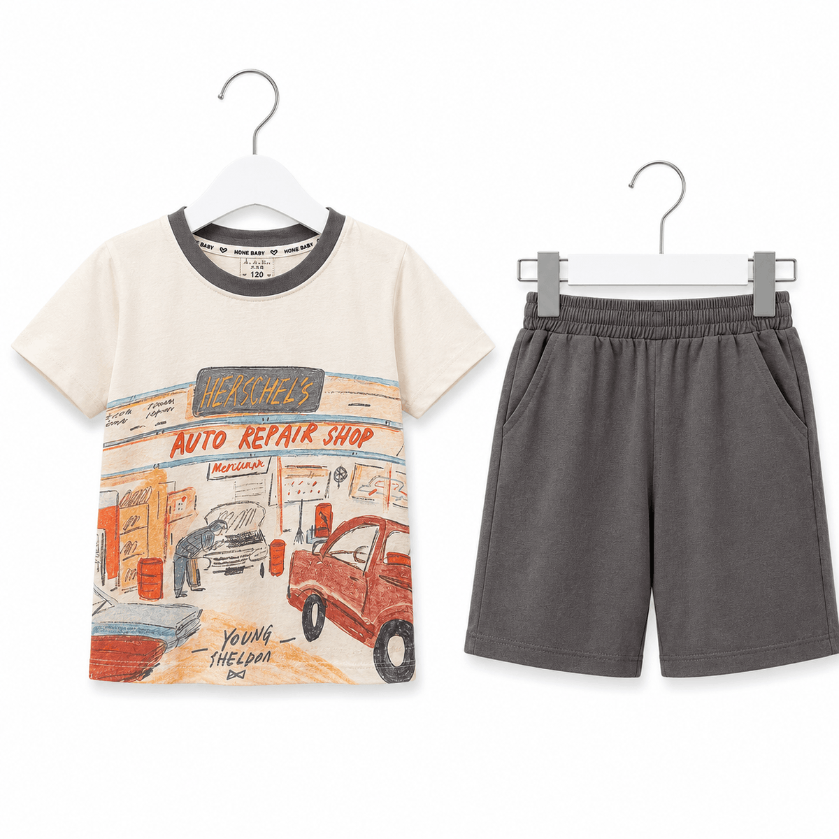 Boys Auto Repair Shop Graphic T Shirt and Shorts Set