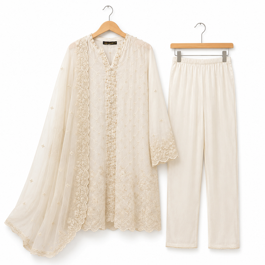 Luxury Embroidered Ivory Suit