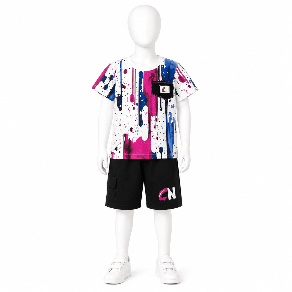 Boys Paint Drip Graphic T Shirt and Shorts Set