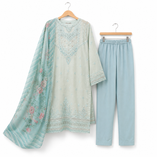 Pastel Embroidered Mint Suit