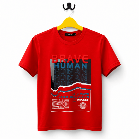 Kids Red Brave Human Cyber Revolution Graphic T Shirt