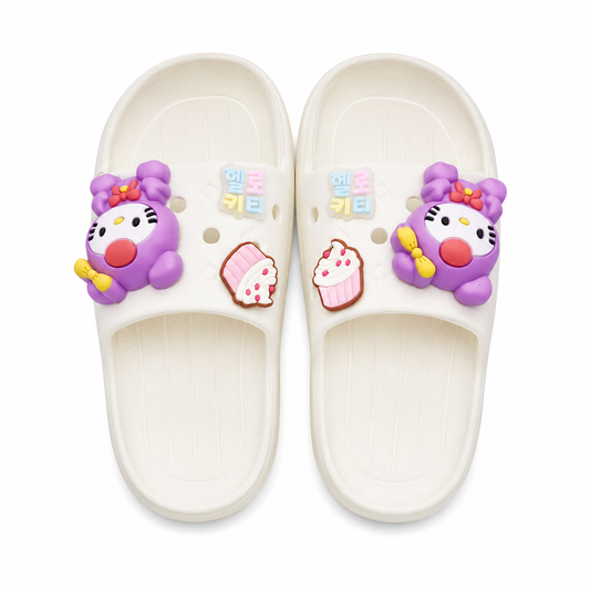 Kids Hello Kitty Inspired Charm Waterproof Platform Slides