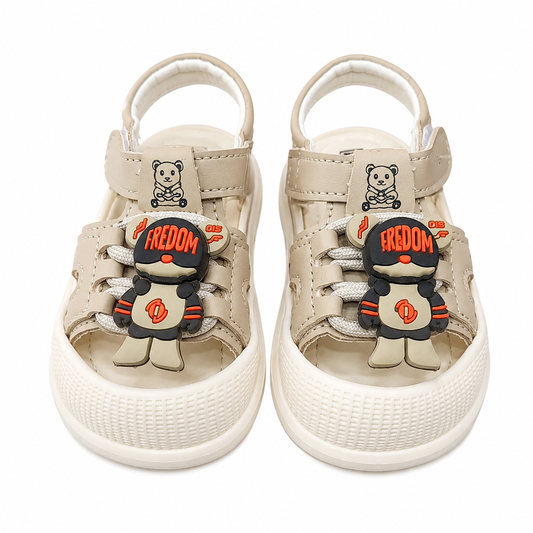 Kids Flexible Closed-Toe Strappy Sandals with Cartoon Charm