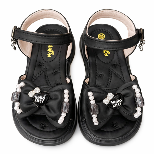 Girls Hello Kitty Pearl Embellished Princess Sandals - Black