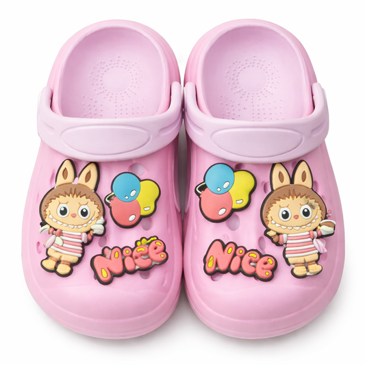 Kids Nice Balloon Print Waterproof crocs - Soft Pink