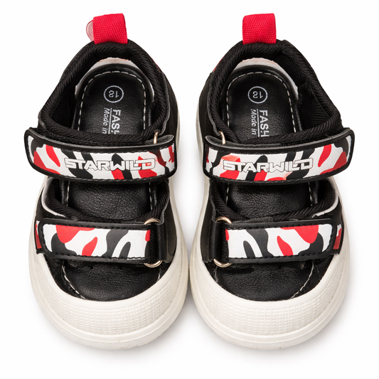Boys Black & Red Camo-Print Adjustable Strappy Sandals