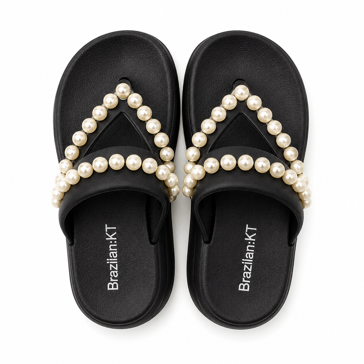 Pearl Embellished Cushion Slides for Girls
